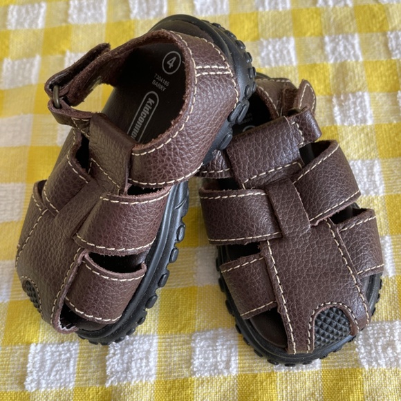 Darling Brown Leather Fisherman Sandals Infant Baby Size 4 Beach Pool Photos - Picture 1 of 7